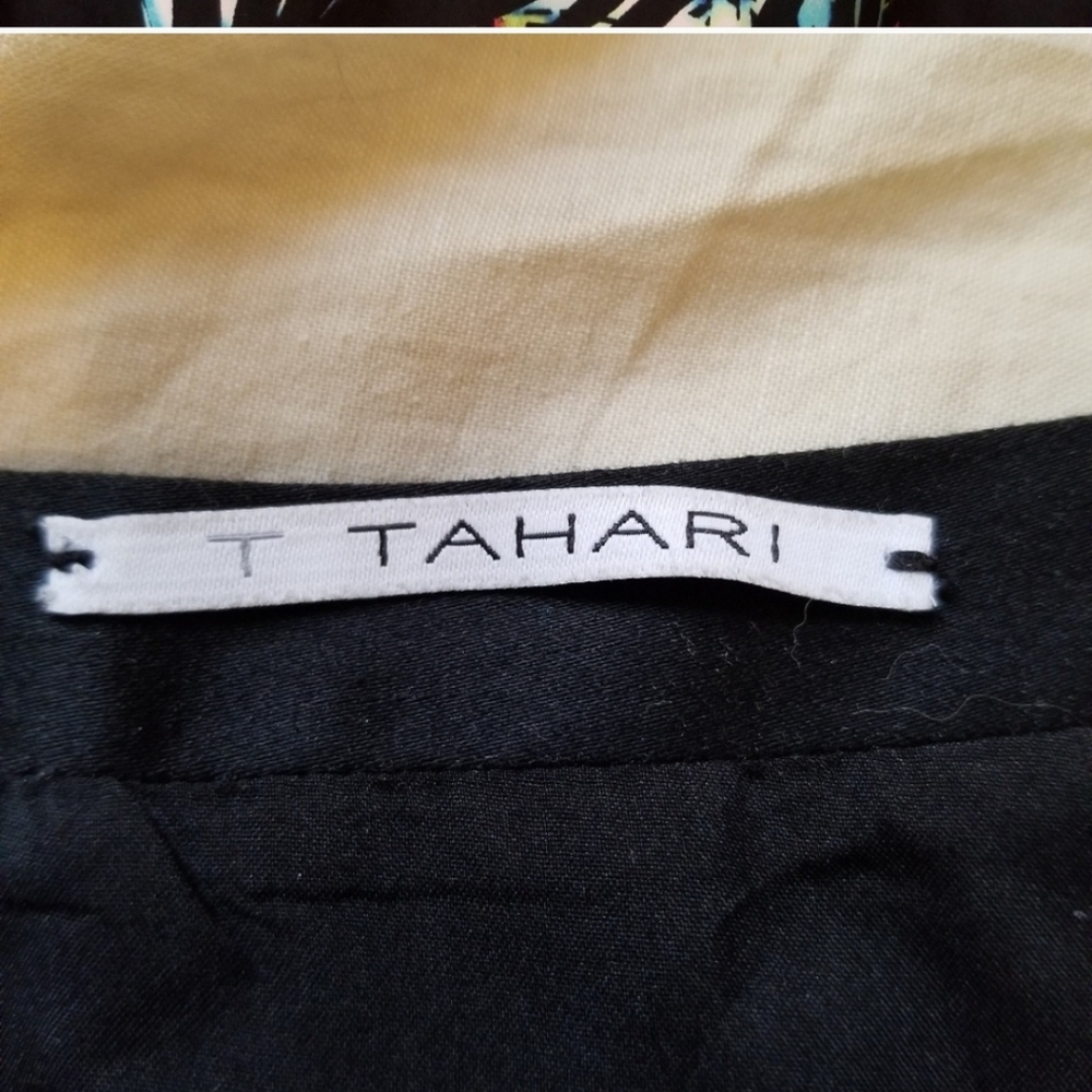 T TAHARI Tropical Print Black Skirt - Picture 5 of 5